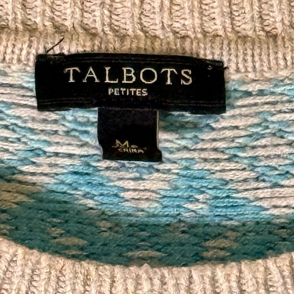 Talbots Women’s Sweater in Blue and Gray Pattern Wool Blend - Picture 4 of 7